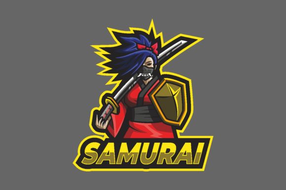 Samurai Girl Logo for Gaming and Branding