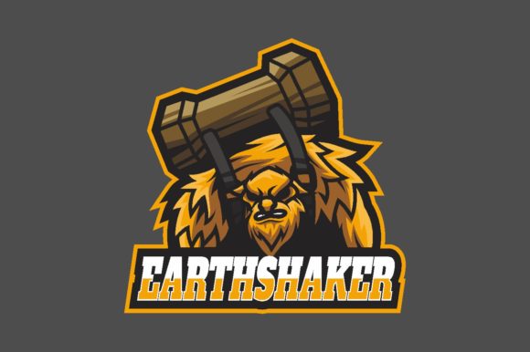 Unleash the Power of Earth Shaker Illustration Logo Graphic for Your Gaming Brand